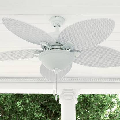 Honeywell Palm Valley 52" White Tropical Ceiling Fan with 5 Palm Blades, Pull Chain & Reverse Airflow