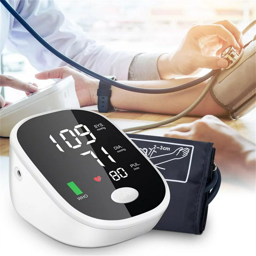 Blood Pressure Monitor, Automatic Upper Arm Blood Pressure Monitor, Accurate BP Machine with Large LCD Display & Voice Broadcast, Batteries Hypertension Detector