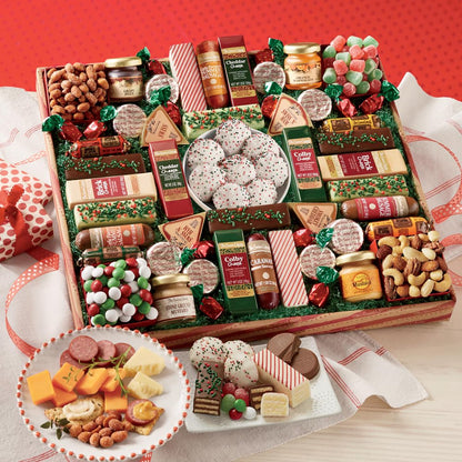 The Swiss Colony 43 Season Pleasers - Assorted Summer Sausage Meats, Cheese Bricks and Wedges, Spreadables, Candies, and Chocolate Treats