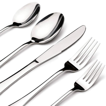 30 Pieces Silverware Set with Serving Set, Stainless Steel Modern Flatware, Service for 6