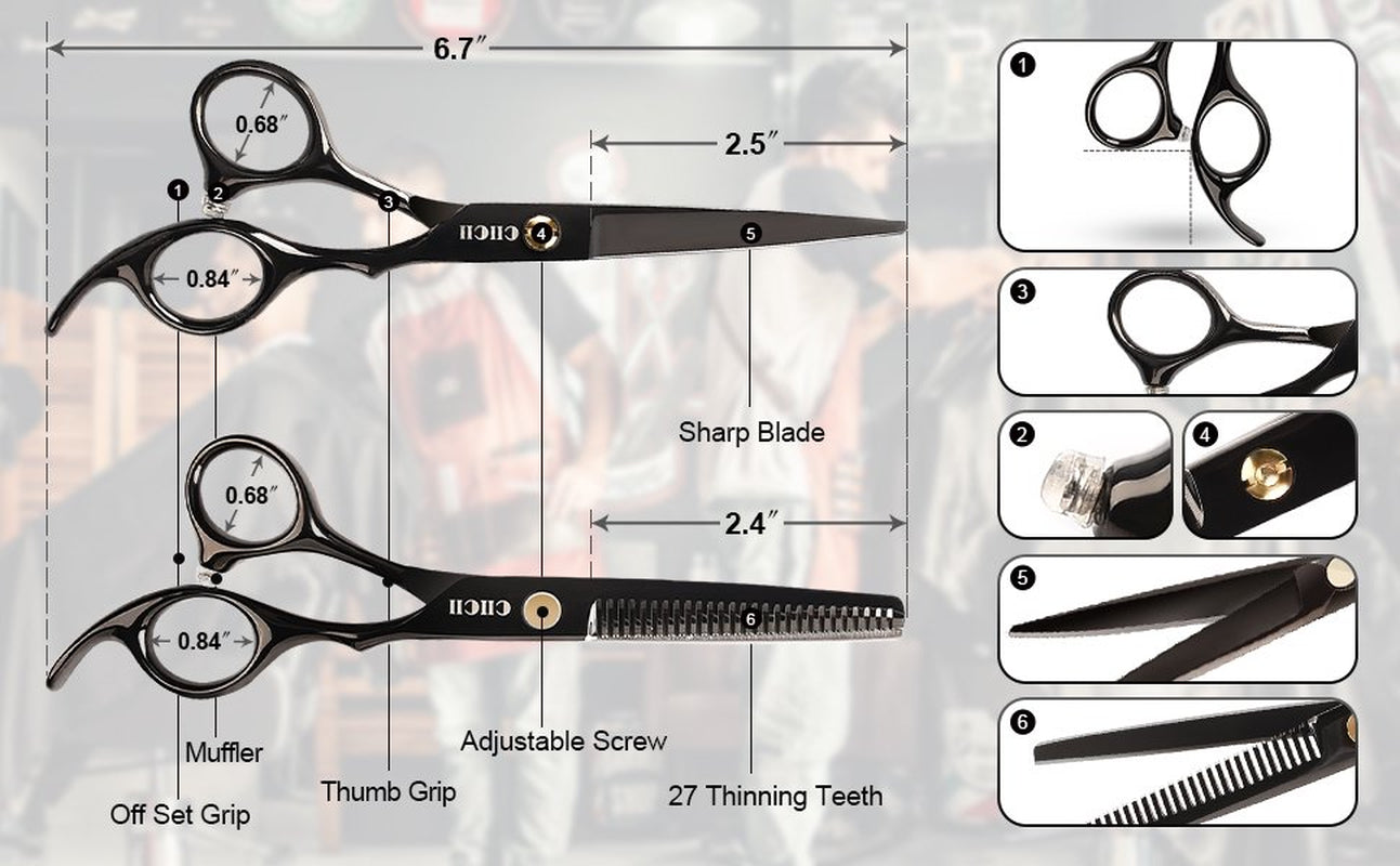 Hair Cutting Scissors Shears/Thinning/Set, CIICII 8 Pcs Professional Hairdressing Scissors Set