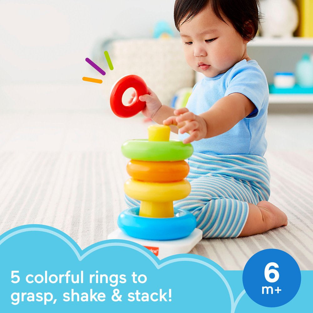 Fisher-Price Rock-A-Stack Ring Stacking Toy with Roly-Poly Base for Infants