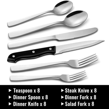 48-Pieces Silverware Set Stainless Steel Flatware Cutlery Utensil Set Spoons