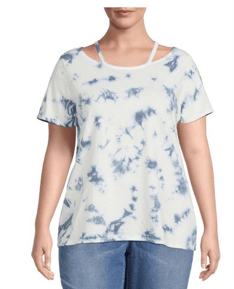  Women's Plus Size Cut Out Neck Short Sleeve Top