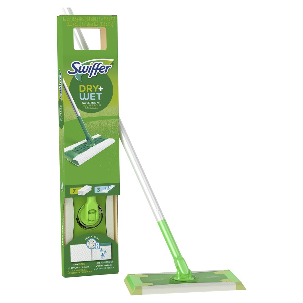 Swiffer Sweeper 2-in-1, Dry and Wet Multi Surface Floor Cleaner, Sweeping and Mopping Starter Kit