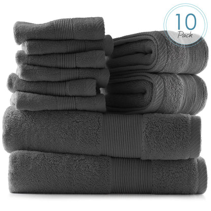  Bath Towel Collection, 100% Cotton Luxury Set of 12 Multipurpose Wash Cloths - Cream