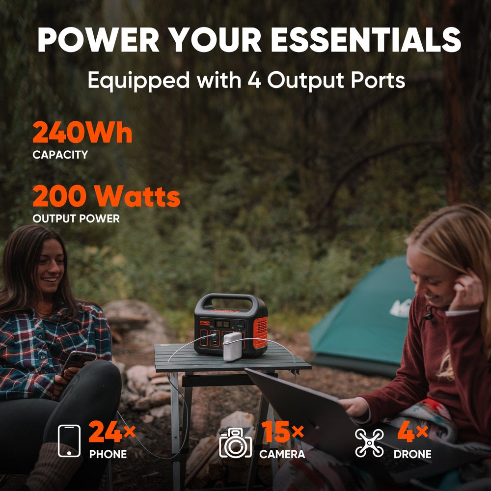 Jackery Explorer 240 Portable Power Station, 240Wh Backup Lithium Battery, 110V/200W Pure Sine Wave AC Outlet, Solar Generator (Solar Panel Not Included) for Outdoors Camping Travel Hunting Emergency