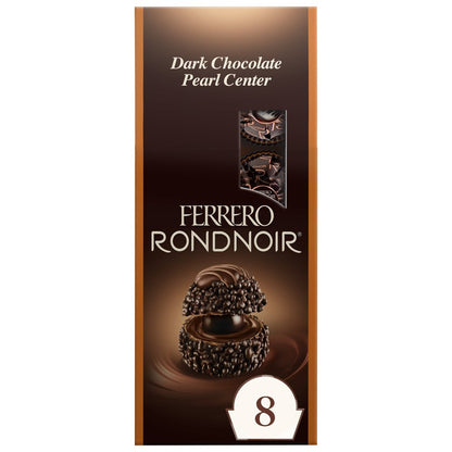 8 Count, Ferrero Rondnoir Premium Gourmet Dark Chocolate, Individually Wrapped Candy for Gifting, Stand-Up Bag, 2.7 oz