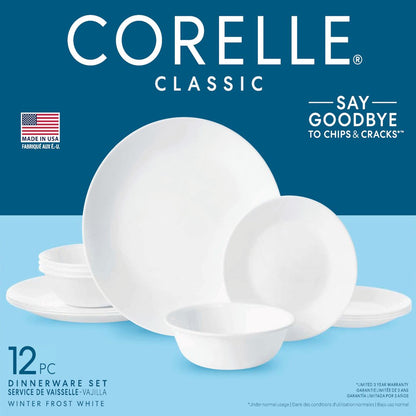 Corelle®- Winter Frost White, round 12-Piece Dinnerware Set