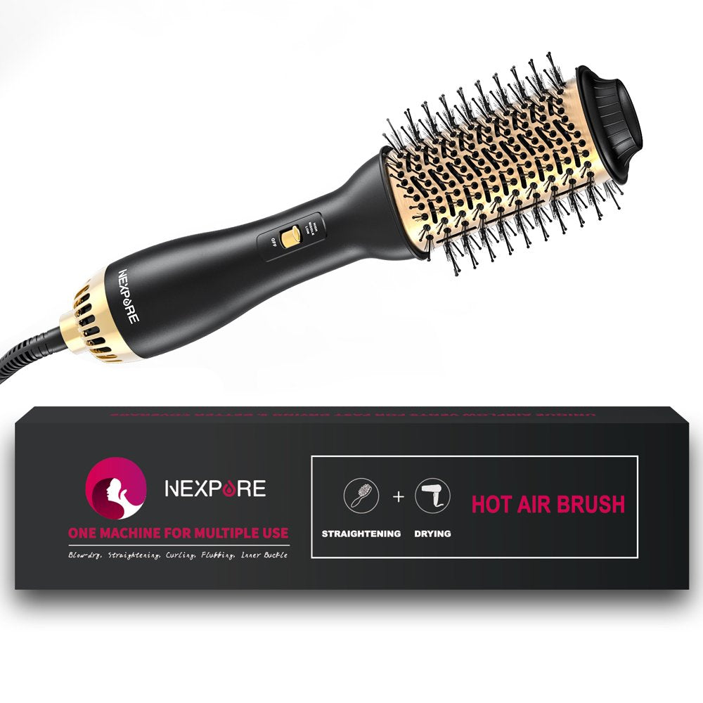 NEXPURE Hair Dryer Brush,Upgraded 4 in 1 Hair Dryer Brush Blow Dryer Brush in One with Negative Ion Anti-Frizz Ceramic Titanium Barrel Hot Air Brush Hair Straightener Brush