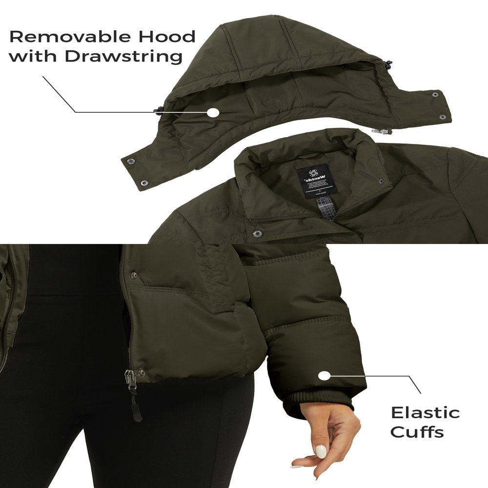 Wantdo Women's Winter Jacket Windproof Puffer Jacket Warm Winter Fleece Coat Army Green M