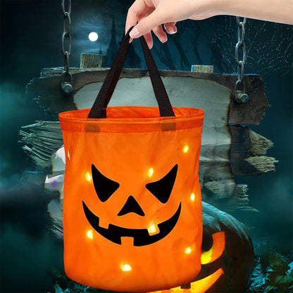 Halloween Candy Bags with LED Light Trick or Treat Bags Halloween Party Bags with Grimace Multipurpose Reusable Bucket for Kids Halloween Supplies Favors