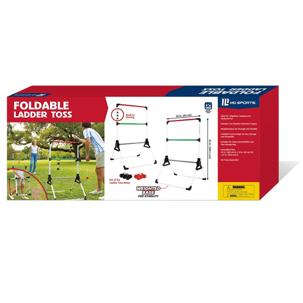  Foldable Ladder Toss Game, Red, Green and Black