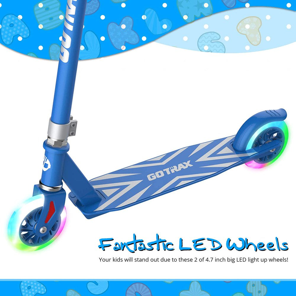  Kick Scooter for Kids Ages 4-9, 5" LED Flashing 2 Wheels Kids Scooter Unisex, Blue