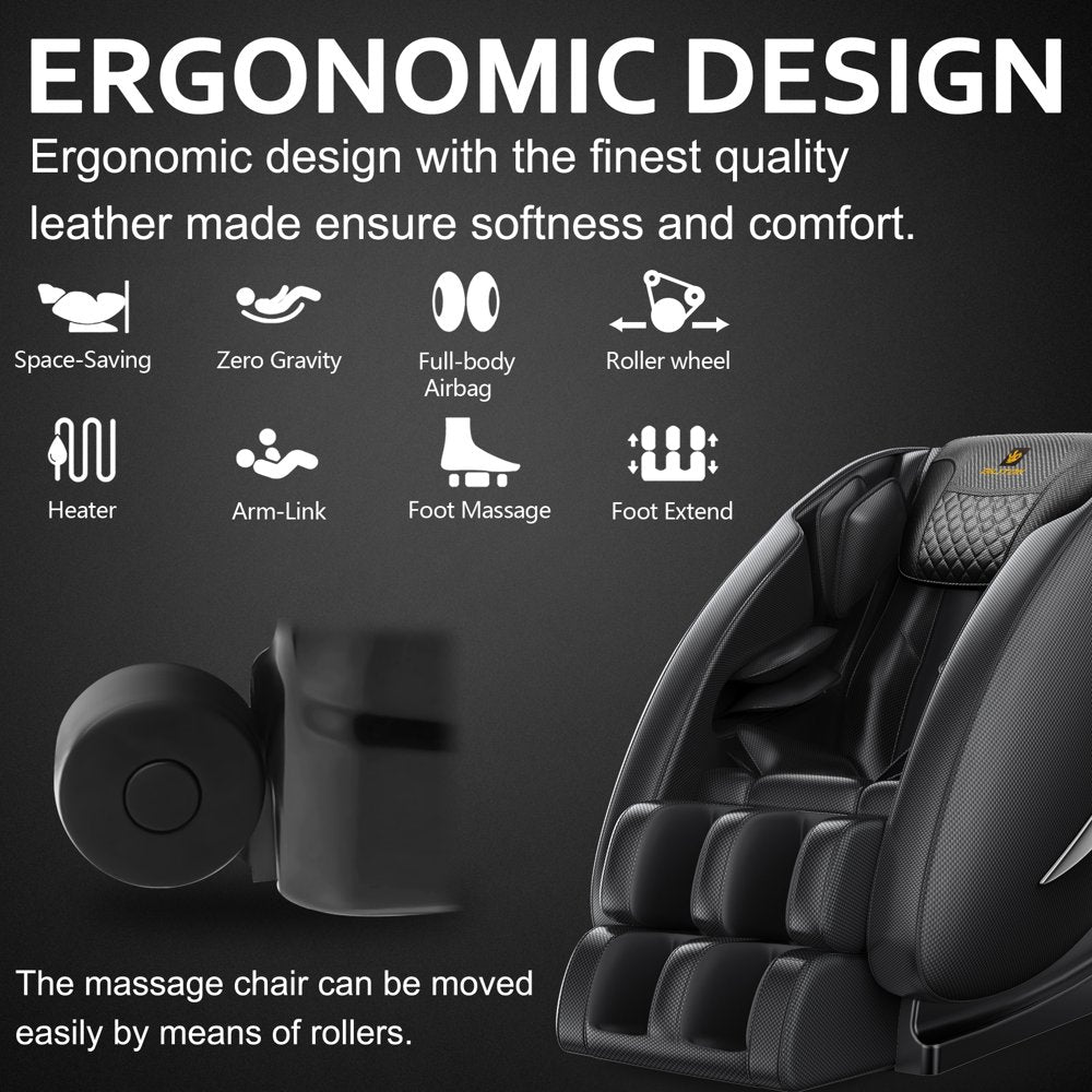 BILITOK Massage Chair Recliner Neck Massager with Zero Gravity Heating and Bluetooth Functions (Black)