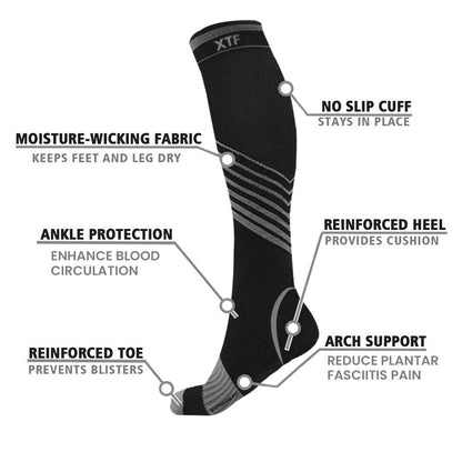 6-Pair Sport Compression Socks for Men and Women Knee High - made for running, athletics, pregnancy and travel