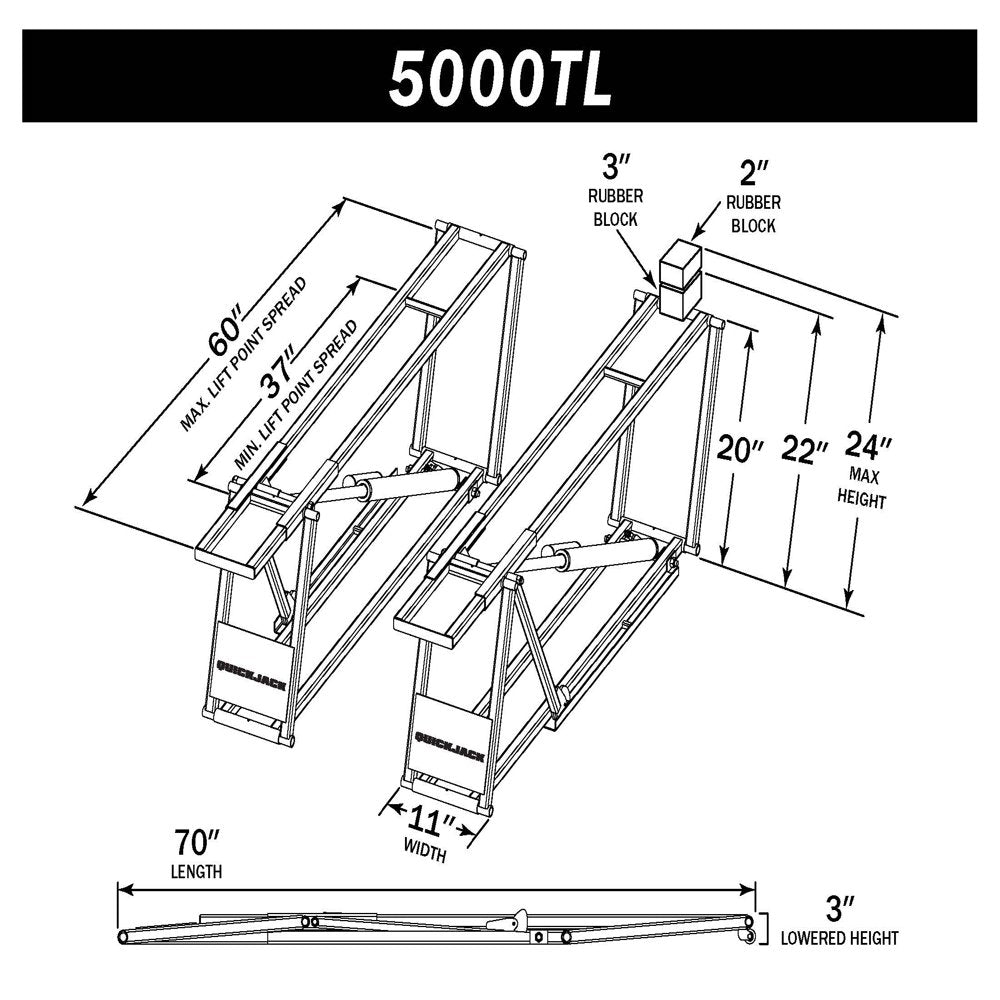 QuickJack 5000TL Portable Car Lift with 110V Power Unit- 5,000lb Capacity