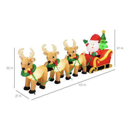 Best Choice Products 8.5ft x 3ft Lighted Inflatable Christmas Santa Claus & Reindeer Indoor Outdoor w/ Electric Fan