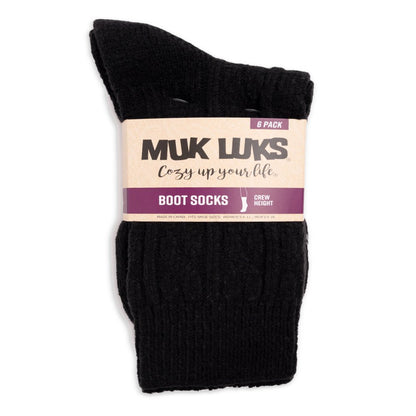 Muk Luks Women's Crew Boot Socks, 6-Pack, Fits Shoe Sizes:  6-10