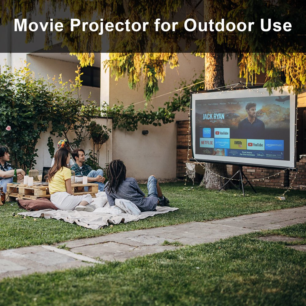 GROVIEW 5G/2.4G WiFi Bluetooth Projector, 12000 Lux Native 1080P Projector with 100" Projector Screen, 4K Supported Outdoor Movie Projector, Compatible with iOS/Android