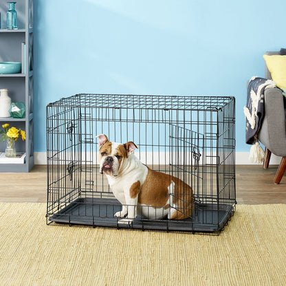 Paws & Pals Heavy Duty Foldable Double Door Dog Crate with Divider and Removable Tray (36-inch) (Medium)