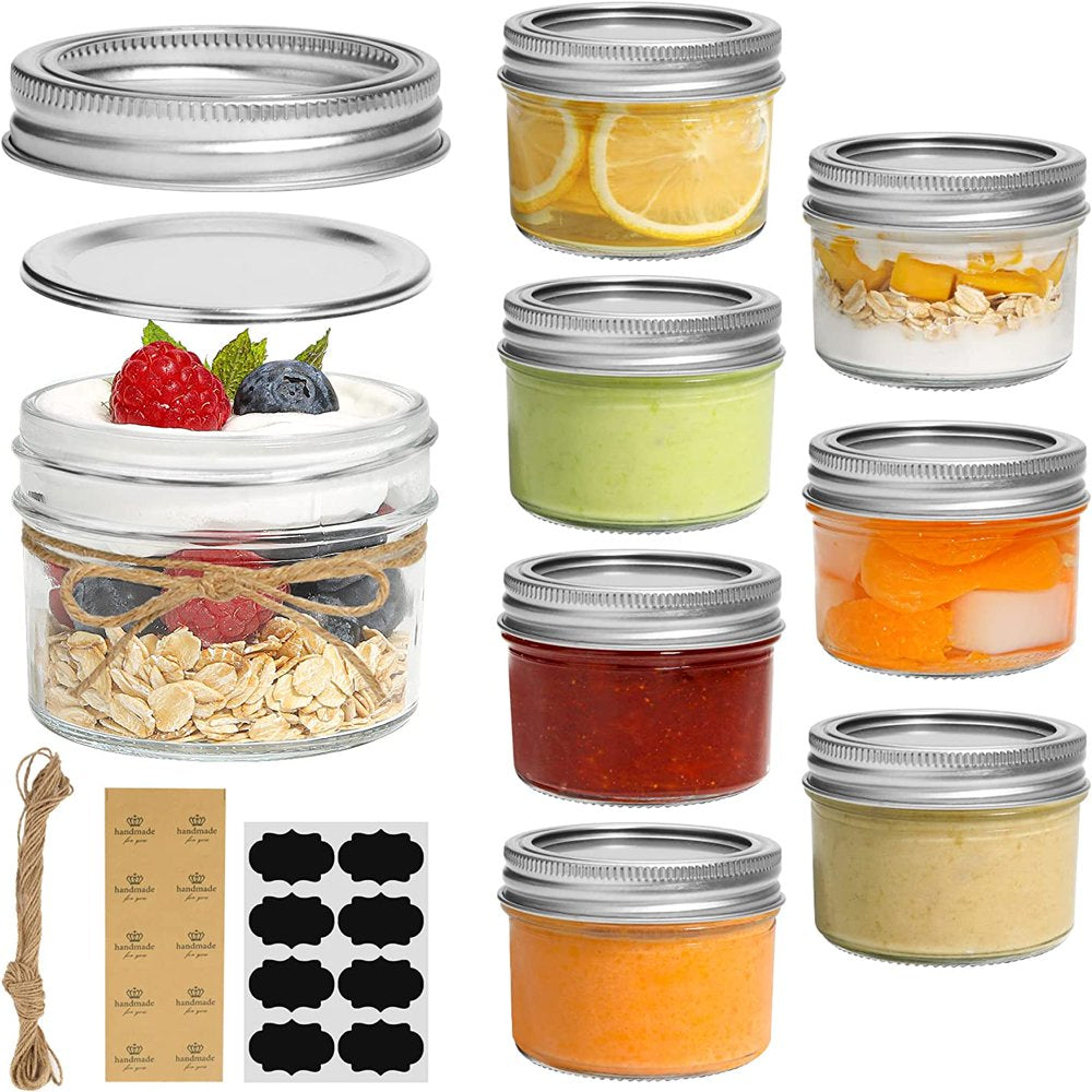 ComSaf Mini Mason Jars 4oz - 16 Pack, Regular Mouth Mason Jar with Lids and Seal Bands, Small Glass Canning Jar for Spice, Jam, Honey, Jelly, Dessert, Shower Wedding Favors, DIY Candles Decor