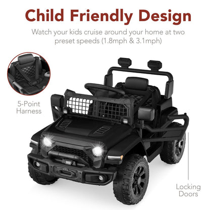 Best Choice Products 6V Kids Ride-On Truck Car w/ Parent Remote Control, 4-Wheel Suspension, LED Lights - Black