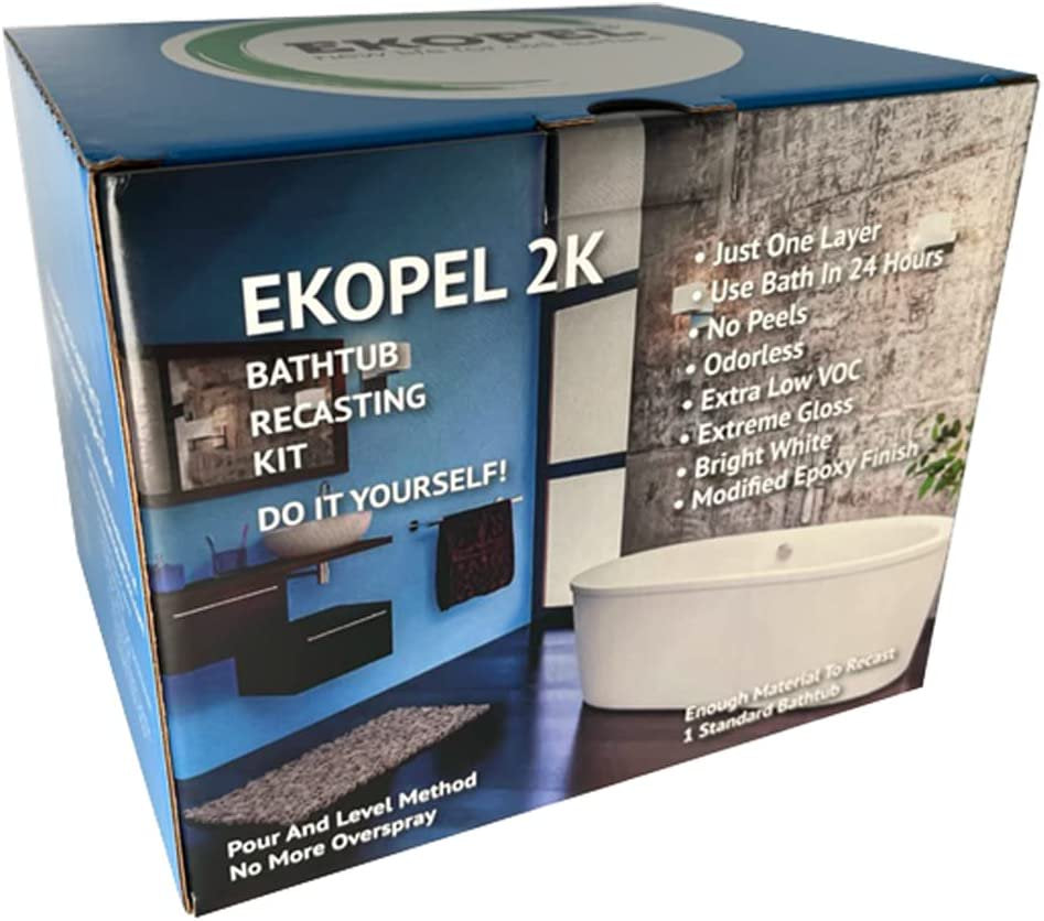 Ekopel 2K - No Odor Pour On DIY Friendly Bathtub Refinishing Kit Now Made In USA (White)