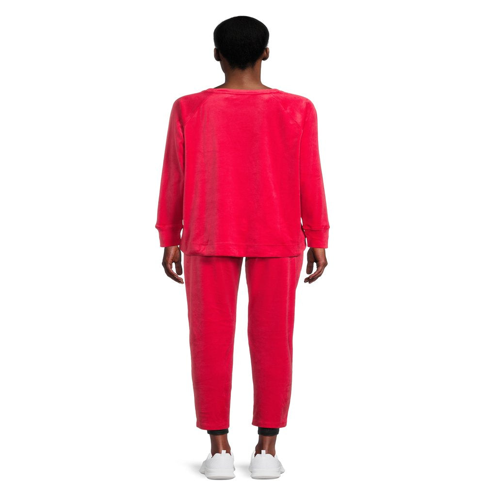 Time and Tru Women's Velour Top and Pants Set, 2-Piece, Sizes S-XXXL