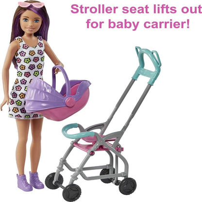 Barbie Skipper Babysitters Inc. Stroller Playset with Skipper & Baby Dolls, Plus 5 Accessories (Assembled Product Height: 12 in)