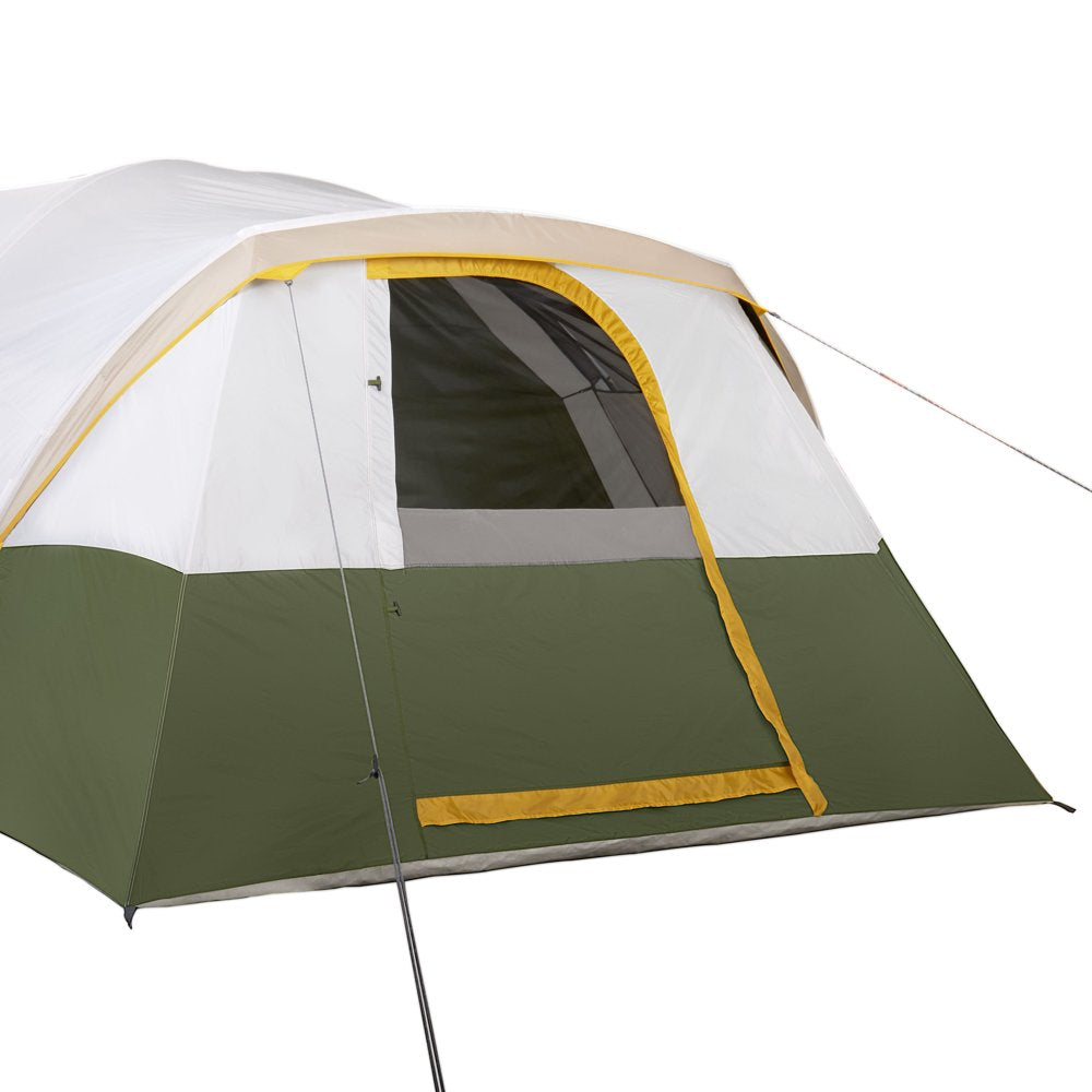  10-Person, 3-Room, Hybrid Dome Tent, Off-White / Green, with Full Fly, Weight 26 Lbs. 6 oz.