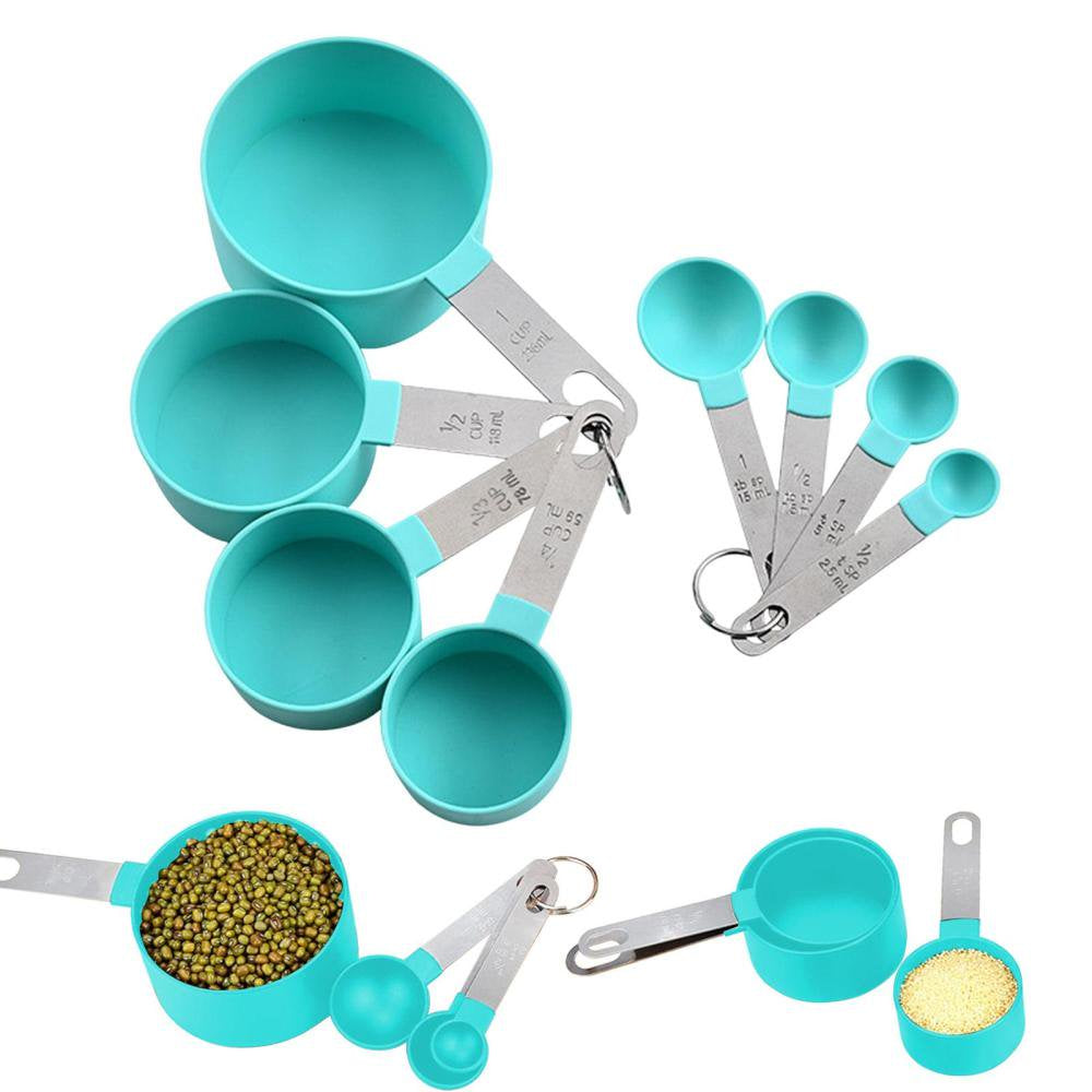 Measuring Cups Spoons Set | Stackable for Dry and Liquid Ingredient, Nesting for Food | Widely Used 8pcs (4 Cups & 4 Spoons) Kitchen Gadgets, Cooking & Baking Essentials