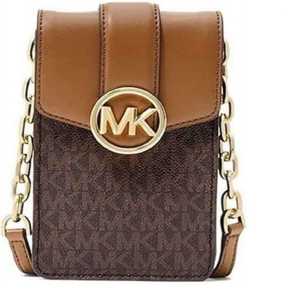 MICHAEL KORS Womens Carmen Small Logo Smartphone Crossbody Bag 35S2GNMC5B-847 (Brown)