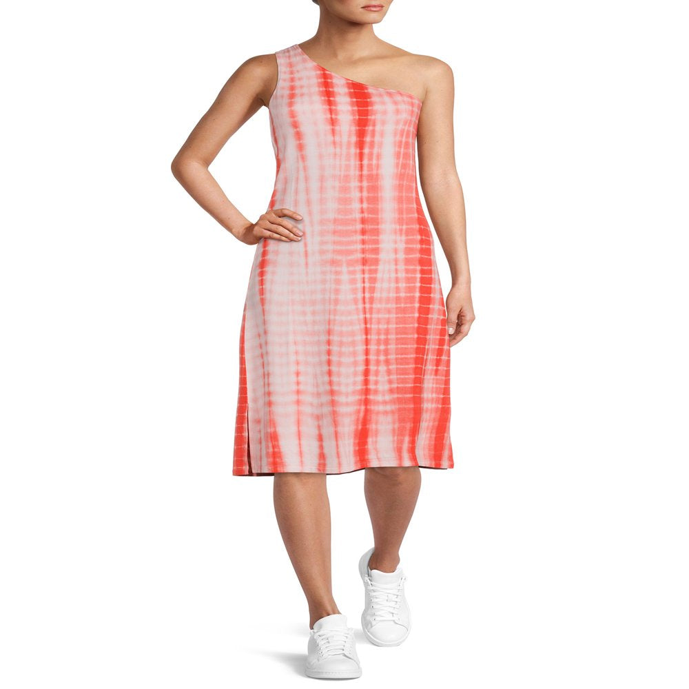 Time and Tru Women'S One-Shoulder Tie-Dye Dress