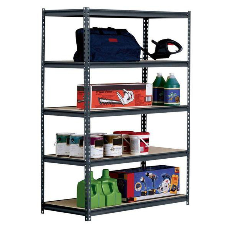 Muscle Rack 48 in. W x 24 in. D x 72 in. H 5-Shelf Steel Shelving Unit; Black