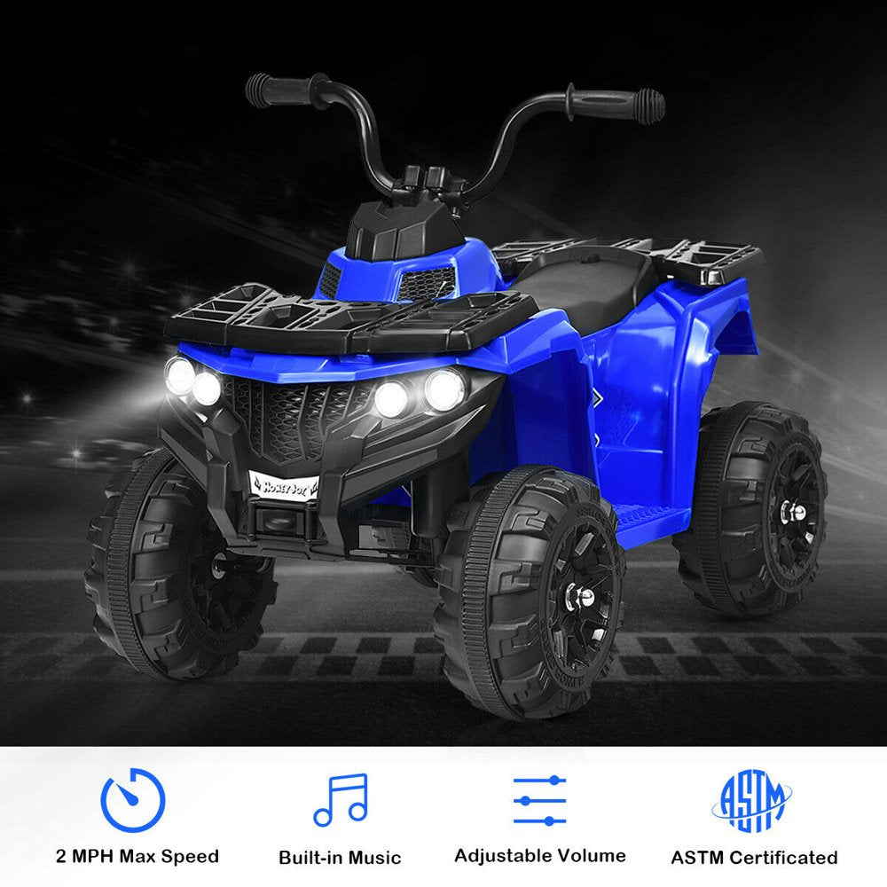 Gymax 6V Battery Powered Kids Ride On ATV 4-Wheeler Quad w/ MP3 & LED Headlight Blue