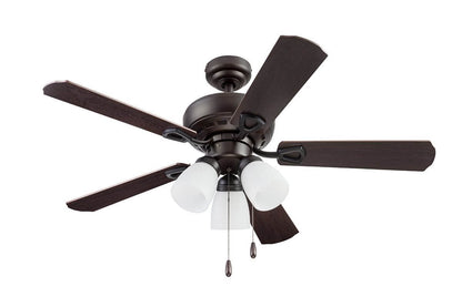 Prominence Home Miller Park 44" Bronze LED Ceiling Fan with 5 Blades, Pull Chains & Reverse Airflow