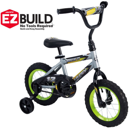 Huffy 12 in. Rock It Kids Bike, for Boys Ages 3 and up, Child, Grey Matte and Lime