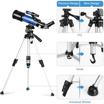 TELMU Telescope, 70mm Aperture 400mm AZ Mount Astronomical Refracting