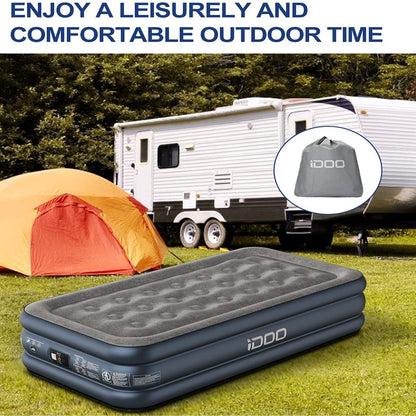 Air Mattress, Inflatable Airbed with Built-In Pump for Guest Home Camping Travel, 550Lb Max, (Twin Size 18")