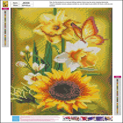 Sunflowers Diamond Painting Kits for Adults Beginners, 5D DIY Butterfly Diamond Art Kits Crafts, Flower Diamond dots Gem Art,Home Wall Decor 12 X 16 Inch