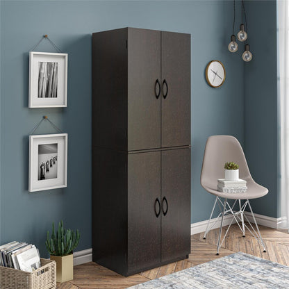 Mainstays 4-Door 5' Storage Cabinet, Dark Chocolate