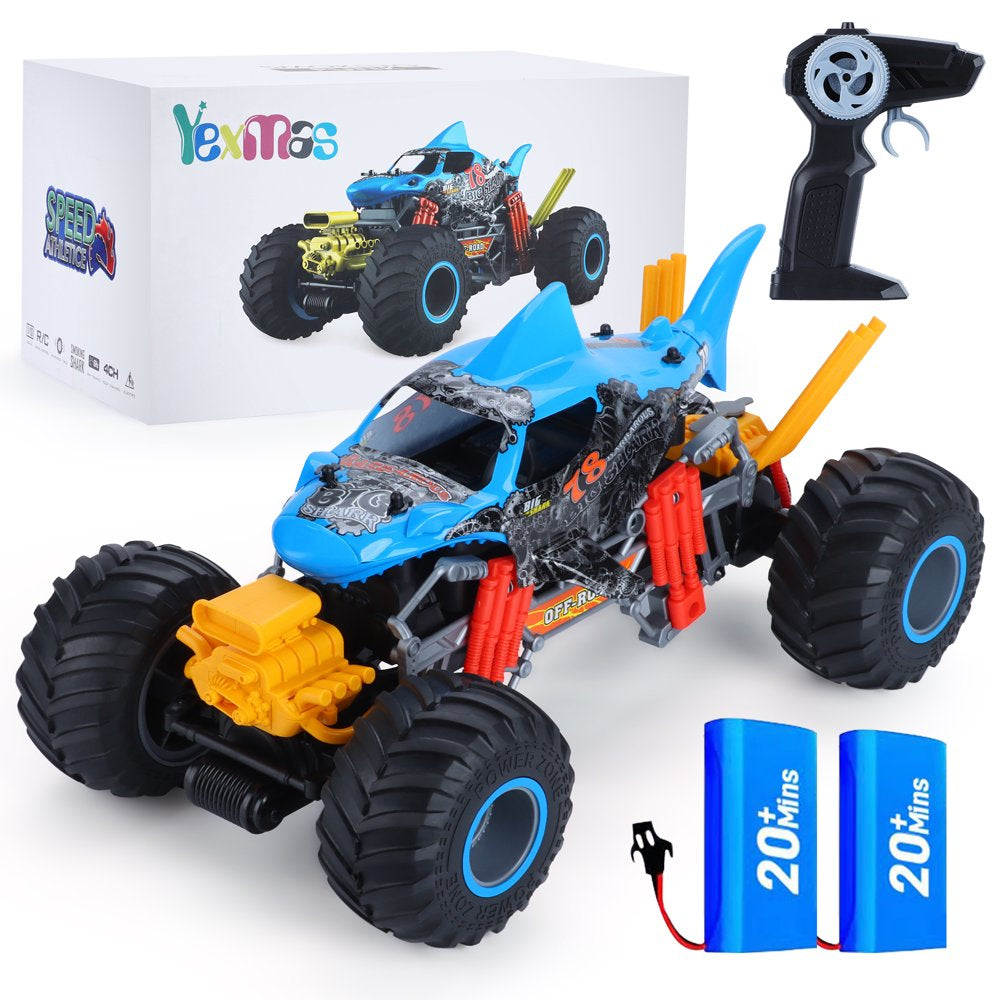 Yexmas 1:10 Scale 4WD RC Cars, All Terrain RC Monster Car, 2.4GHz Spray Remote Control RC Monster Truck Toy Gifts for 4+ Boys & Girls