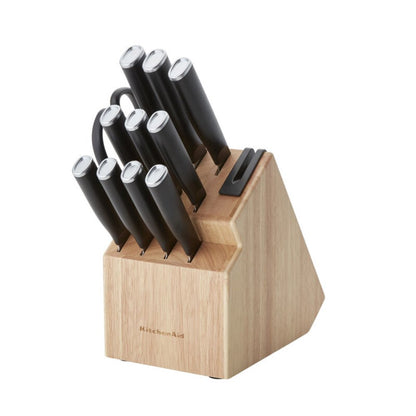 KitchenAid Classic Japanese Steel 12-Piece Knife Block Set with Built-in Knife Sharpener, Black