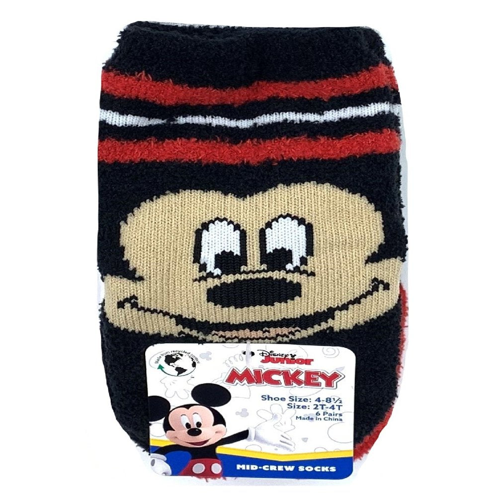 Mickey Mouse Toddler Cozy Socks, 6-Pack, Sizes 2T-4T