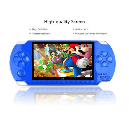 PSP Handheld Game Machine X6,8GB,with 4.3 Inch High Definition Screen, Built-in Over 9999 Free Games,Blue