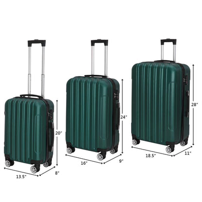 Zimtown 3-Piece Nested Spinner Suitcase Luggage Set with TSA Lock, Dark Green