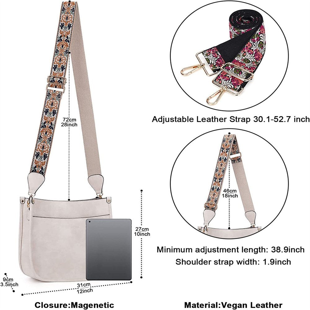  Crossbody Bags for Women Designer Leather Hobo Handbags With 2 Adjustable Leopard Guitar Strap Shoulder Bucket Bags