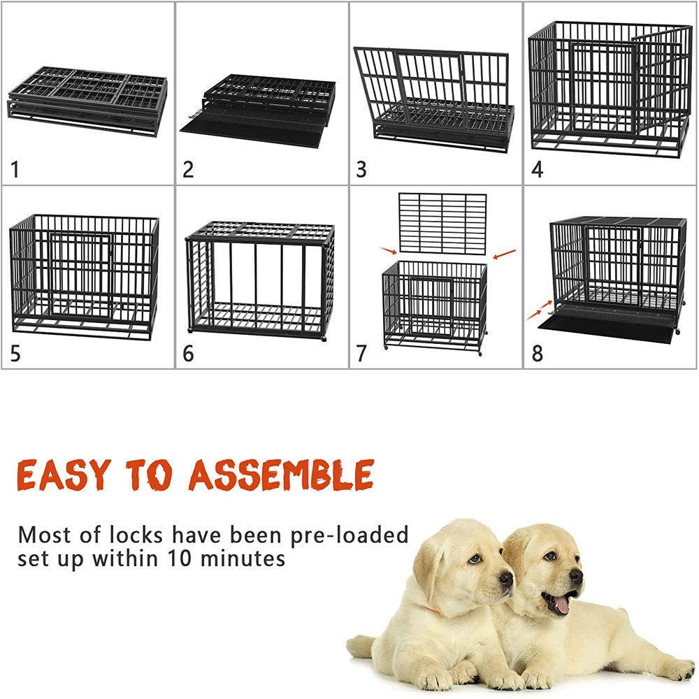 Vitesse Heavy Duty Indestructible high Anxiety Dog Crate cage for Outdoor and Indoor with Removable Tray