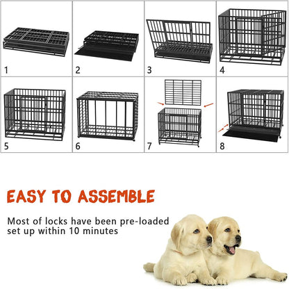 Vitesse Heavy Duty Indestructible high Anxiety Dog Crate cage for Outdoor and Indoor with Removable Tray